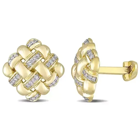 2 Ct Round Cut White Natural Moissanite Men's Cufflinks 14k Yellow Gold Plated