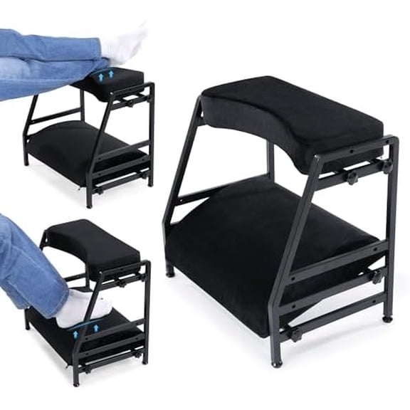 Adjustable Double Step Footrest, High-Density Foam with Sturdy Iron Frame Foot Rest Under Desk for Office, Ergonomic Footrest with Washable Cover for Desk Work Office Life, Home