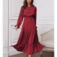 thumbnail image 3 of Vestido de cintura alta,Vestido Dobladillo con volantes Cuello en V largo Vestido de manga larga Vestido fluido de manga larga Estándares líderes en la industria, 3 of 6