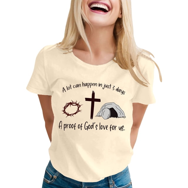 LUOGENLI T-shirts pour Femme pour Femmes T-Shirt Décontracté à Imprimé de Lettres Col Rond Manches Courtes T-Shirt Plusieurs Couleurs 4TG T-shirts pour Femmes T-shirts Graphiques Vêtements d'Été Beige m
