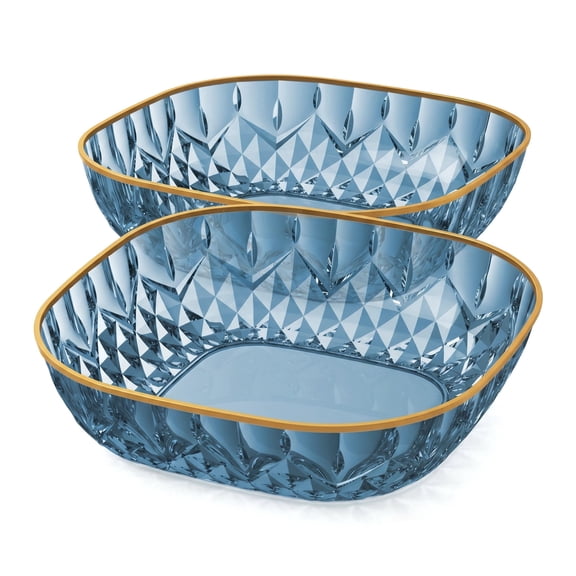 2 Pack Blue Candy Dish, Multi-purpose Fruit Serving Plate for Home Holiday Party Decor
