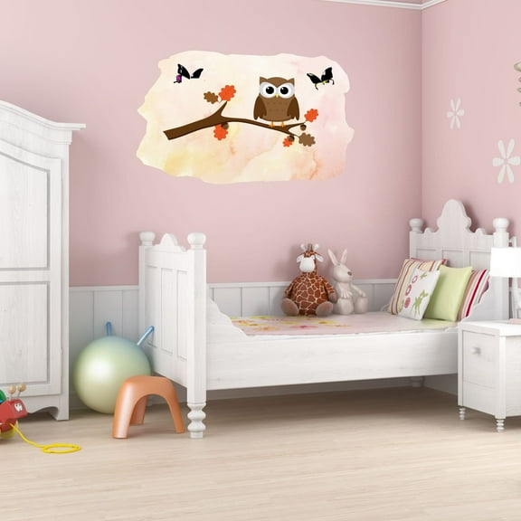Animal Watercolor Wall Decals for Kids Room - Flying Insects Nocturnal Bird Art Design Girly DIY & Creativity Boy Girl Bedroom Wall Water Color Sticker - Size: 10 In x 7 In