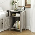 thumbnail image 2 of Vabches Farmhouse Nightstands Set of 2, Small End Bedside Tables with Charging Station & Barn Door Open Compartment, 2 of 6
