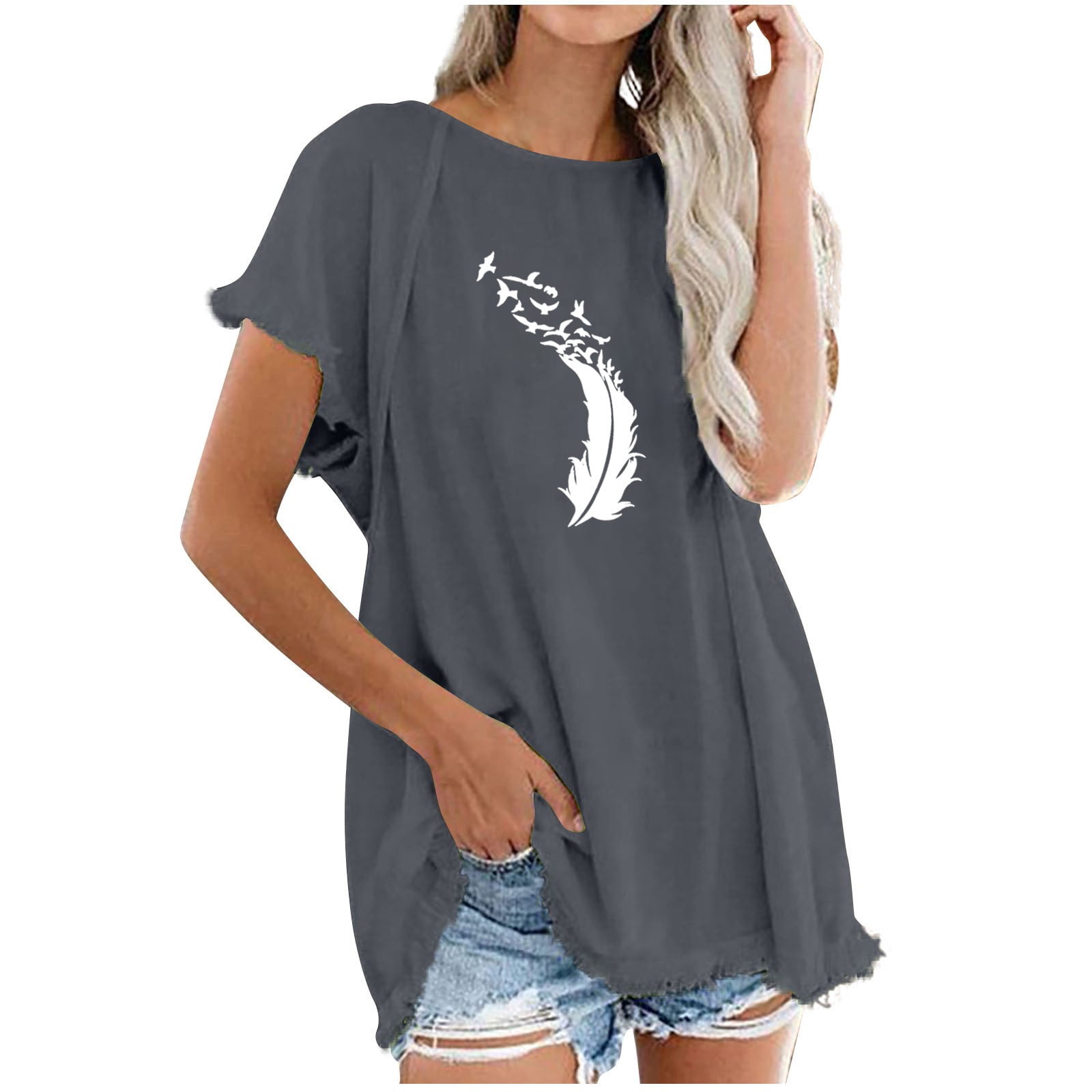Fatuov Summer Tops for Women 2023 Clearance Cotton Linen Crewneck Women Tops  and Blouses on Clearance Short Sleeve Printing T-shirts Tops Blouses -  Walmart.com
