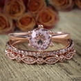 thumbnail image 2 of Bestseller 2 carat Morganite and Diamond Trio Ring Set in 10k Rose Gold, 2 of 4
