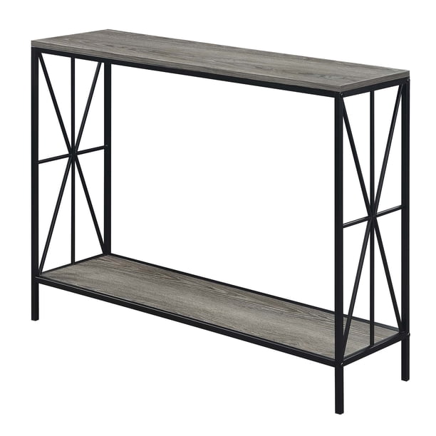 Mesa consola Tucson Starburst con estante - Gris degradado / Negro Convenience Concepts S25-139