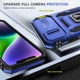 thumbnail image 2 of for iPhone 13 Case iPhone 14 Case with Slide Camera Cover iPhone 14 Phone Case with Magnetic Kickstand Ring, Military Grade Shockproof Protective Case for iPhone 14 & iPhone 13 (Blue), 2 of 16