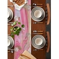 thumbnail image 2 of Ldtrchee Pink Marble Table Runner 72 Inches, Modern Abstract Luxury Golden Artwork Bed Runner Dresser Scarves Tabletop for Indoor Outdoor Parties/Ceremony/Banquet, 18" x 72", 2 of 8