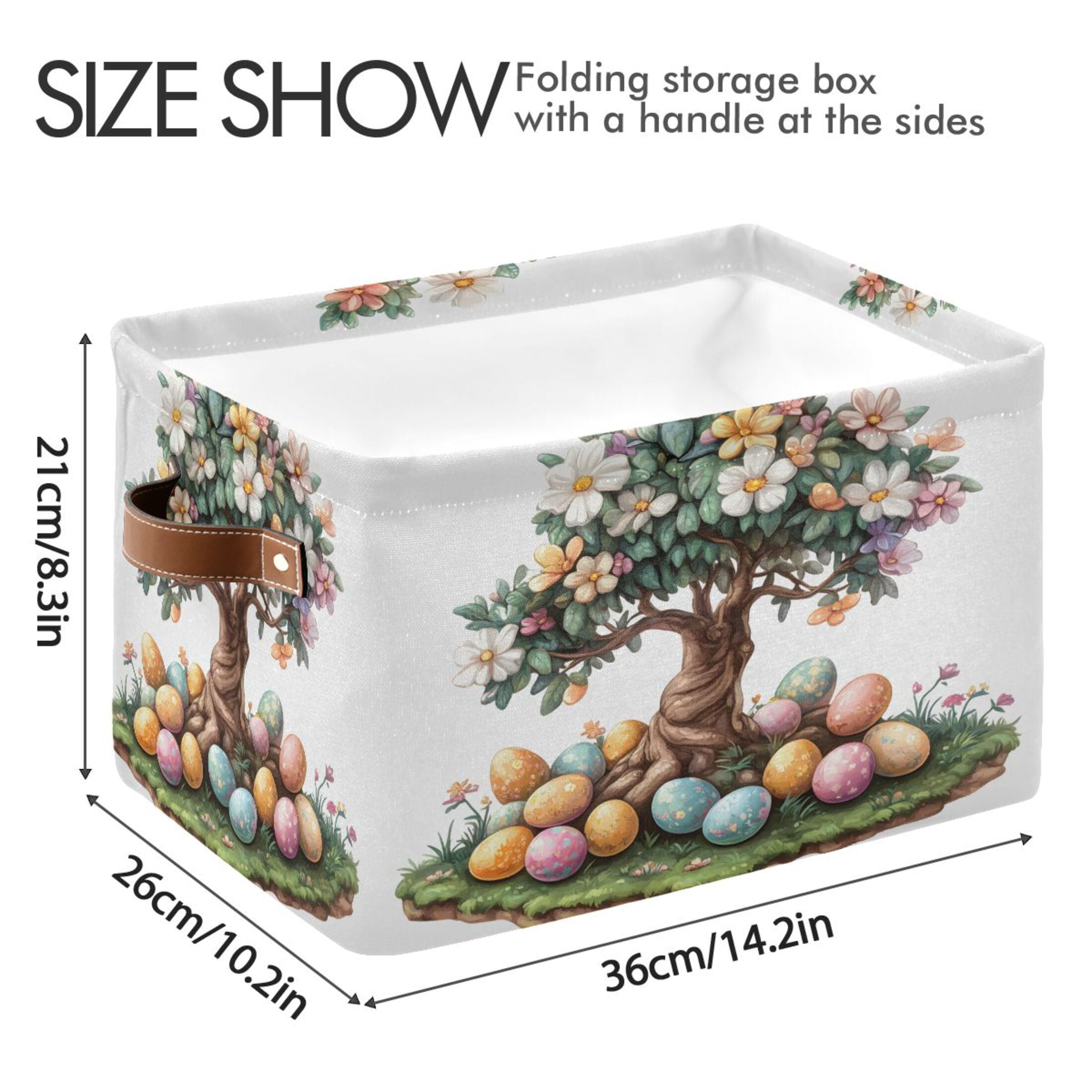 Ryvnso Easter Tree Storage Basket Large Bin Foldable Boxes Toys Organizer 14.2x10.2x8.3in 2 PCs