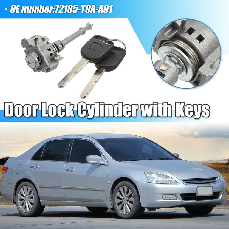 Driver Side Door Lock Cylinder Set With 2 Keys – Compatible With Honda CR-V 2012-2016, OE# 72185-T0A-A01, Gray Metal, Direct Replacement