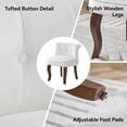 thumbnail image 3 of Velvet Vanity Chair with Back, Tufted Upholstered Vanity Stool with Solid Wood Legs, Mid Century Small Makeup Chair for Vanity, Accent Chair for Bedroom, Living Room, White, 3 of 6