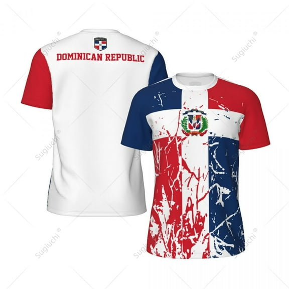 Exclusive design Dominican Republic Flag Grain 3D Printed Men For Running Bike Soccer Tennis Fitness Sports jersey Mesh T-shirt
