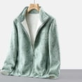 thumbnail image 2 of IROINNID Women's Long Sleeve Zip Up Coat Turndown Lapel Short Cover-up Ladies Thickened Windproof Warm Fleece + Coral Fleece Fleece Camouflage Sweater Jacket, Mint Green, 2 of 7