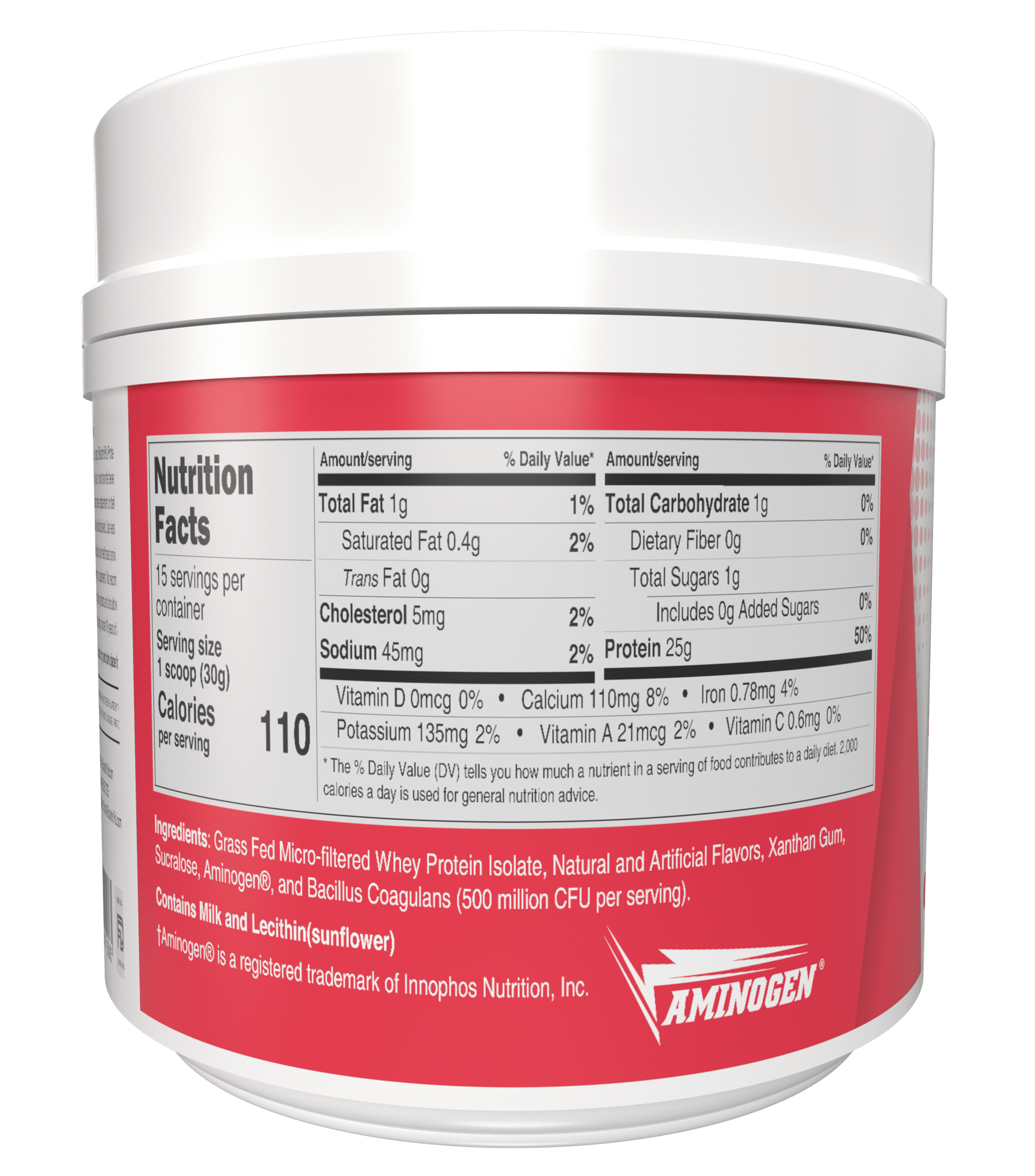 Clean Whey Protein (25g) by BariatricPal with Probiotics - Strawberry (15 Servings)