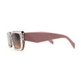 thumbnail image 3 of Narrow Rectangle Mod Square Geometric Diamond Cut Arm Sunglasses Beige Pink Brown, 3 of 4