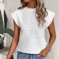 thumbnail image 2 of T Shirts For Women Womens Tops Short Sleeved Half High Collar Textured Wavy Solid Color Top T Shirt, 2 of 7