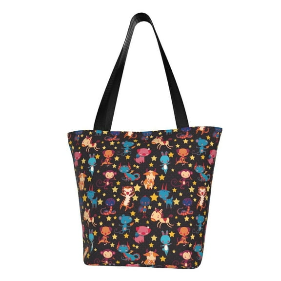 Fotbe Cute Animals Pattern Beach Tote,Shoulder Handbag,Spacious Tote Bag,Lightweight Travel Bag,Versatile Shopping Bag