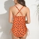 thumbnail image 5 of Traje de baño de una pieza con cuello en V para mujer Bikini con cordones y volantes Traje de baño de una pieza sin espalda con volantes - Naranja, 5 of 6