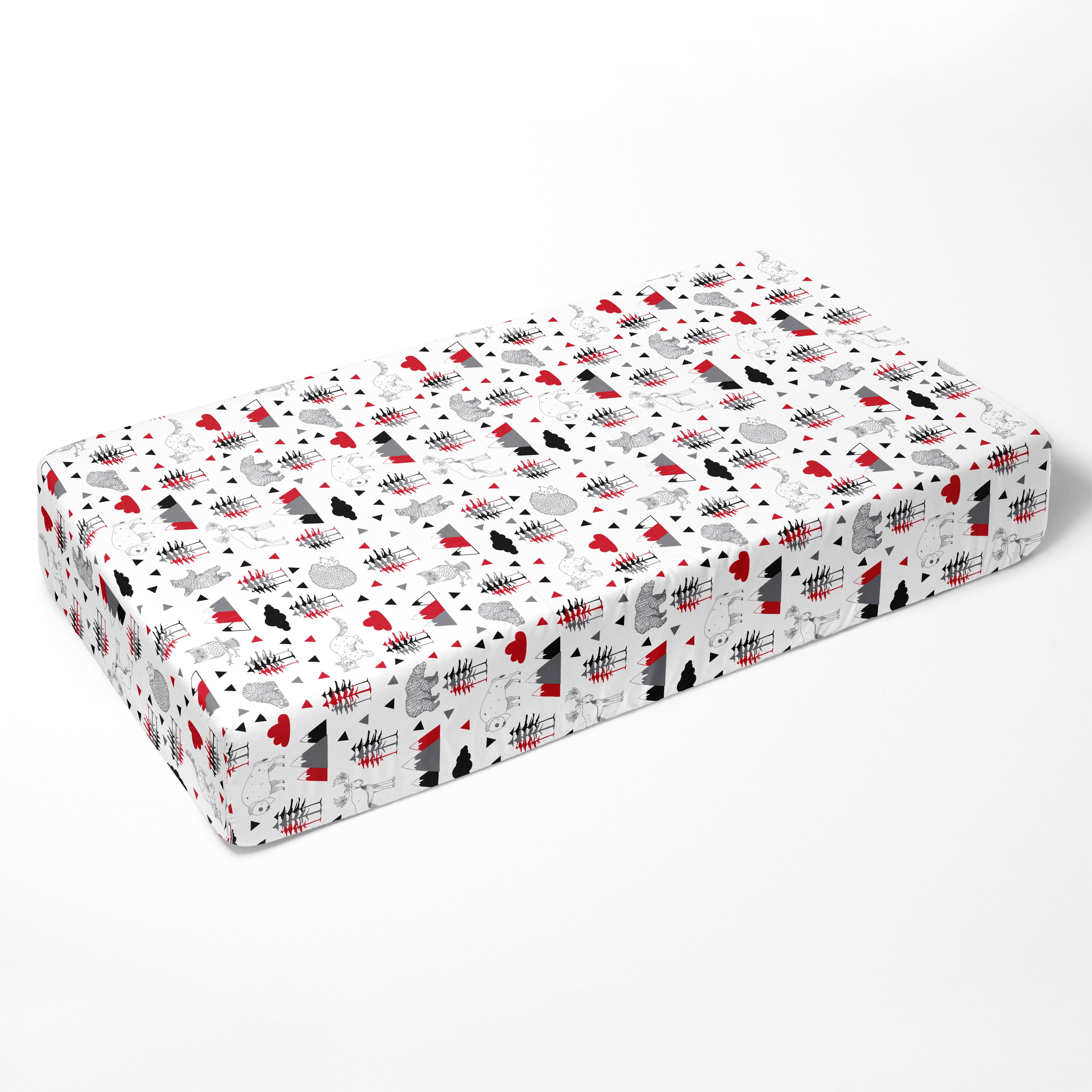 Toddler Bedding/Sheet Set 100% Cotton Percale, Lumberjack Red/Black/Grey