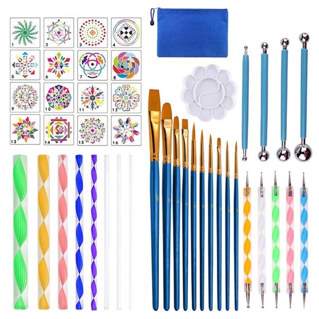 20 piezas de herramientas de punteado de mandala, plantillas de pintura para bricolaje, paleta de bo Eccomum 20 piezas