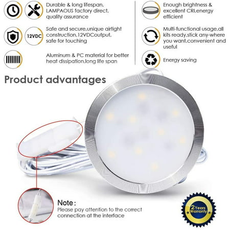 Lampaous Led Puck Light Dimmable Under, Under Cabinet Led Puck Lights Hardwired