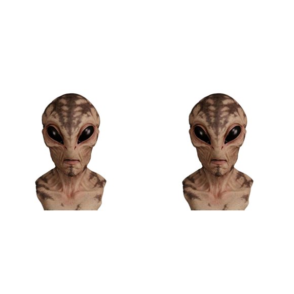 (2-Pack) Rinsvye 3D Realistic Ufo Alien Mask Toys for Scarry Visible Latex Headgear Masks Toy Vehicle Playsets Head Novelty Party Prop