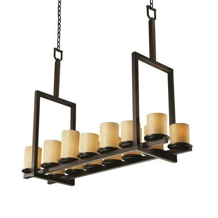 - Justice Designs CandleAria Dakota 14-LT Bridge Chandelier (Tall) - Dark Bronze - CNDL-8764-10-AMBR-DBRZ