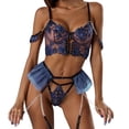 thumbnail image 1 of Gibobby Lencería mujer erótica Lencería para mujer con encaje frontal abierto, ropa de dormir halter Nighty(Azul, CH), 1 of 4