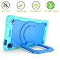 thumbnail image 3 of Kids Durable Handle Case for Samsung Galaxy Tab A7 Lite 8.7" 2021 SM-T225 / SM-T220, Silicone PC Heavy Duty Protection 360 Rotating Ring Stand/Adjustable Shoulder Strap, Mint+Blue, 3 of 8