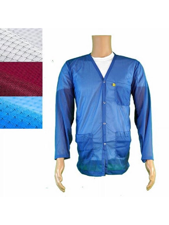 Lightweight V-Neck ESD Anti-Static Jacket/Lab Coat With Snap Cuffs