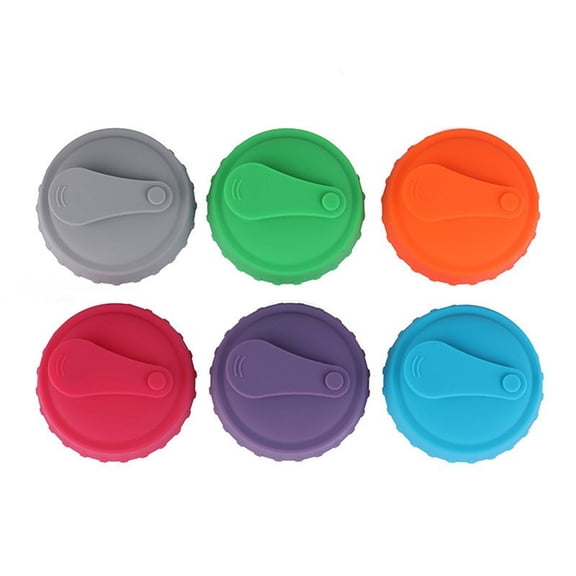 Set of 6 Silicone Can Covers for Drink Beer Can Lid Sealers Spill Proof and Dust Resistant Outdoor Picnics Can Lid