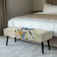 thumbnail image 2 of CHAQLIN Butterfly Vintage Letter Elastic Bottom Bench Seat Cover, Washable Poly Spandex Bench Slipcover for Living Room Dining Room, 2 of 9