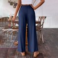 thumbnail image 6 of Frostluinai Palazzo Pants for Women High Elastic Waisted Wide Leg Lounge Capris Solid Color Straight Leg Comfy Capris Beach Vacation Pants, 6 of 8