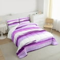 thumbnail image 3 of Manfei Geometric Artwork Queen Comforter Set,Modern Graffiti Stripes Bedding Sets,White Purple Bedding Comforter Set For Child,Microfiber Bedroom Decor Reversible,3 Pieces, 3 of 8