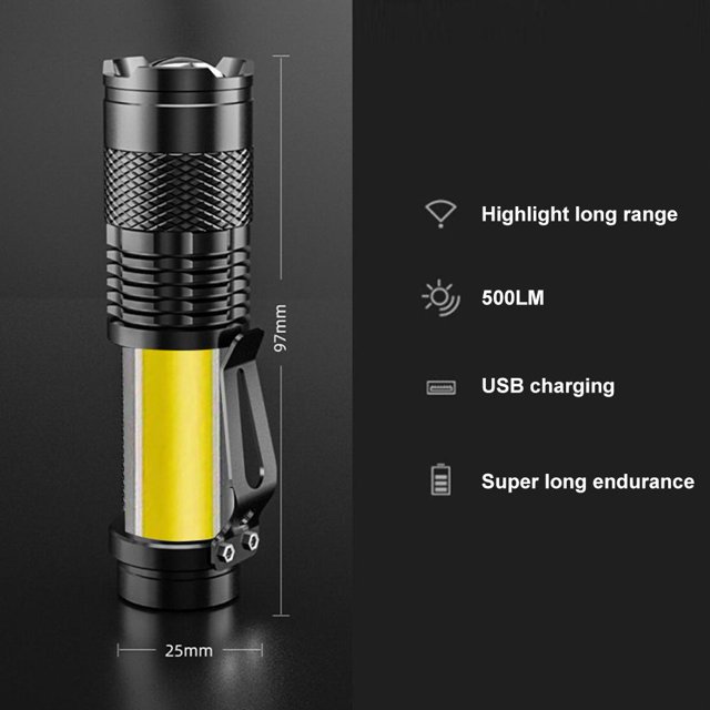 Mini linterna LED recargable XPE + COB Luz de trabajo con zoom a prueba de agua Sywqhk Para Estrenar