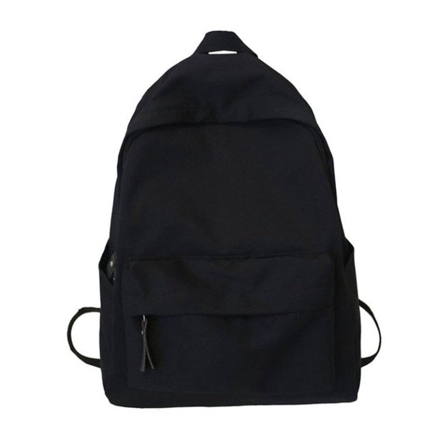 Women Canvas Solid Color Backpack Fashion Large Capacity Knapsack (Black)