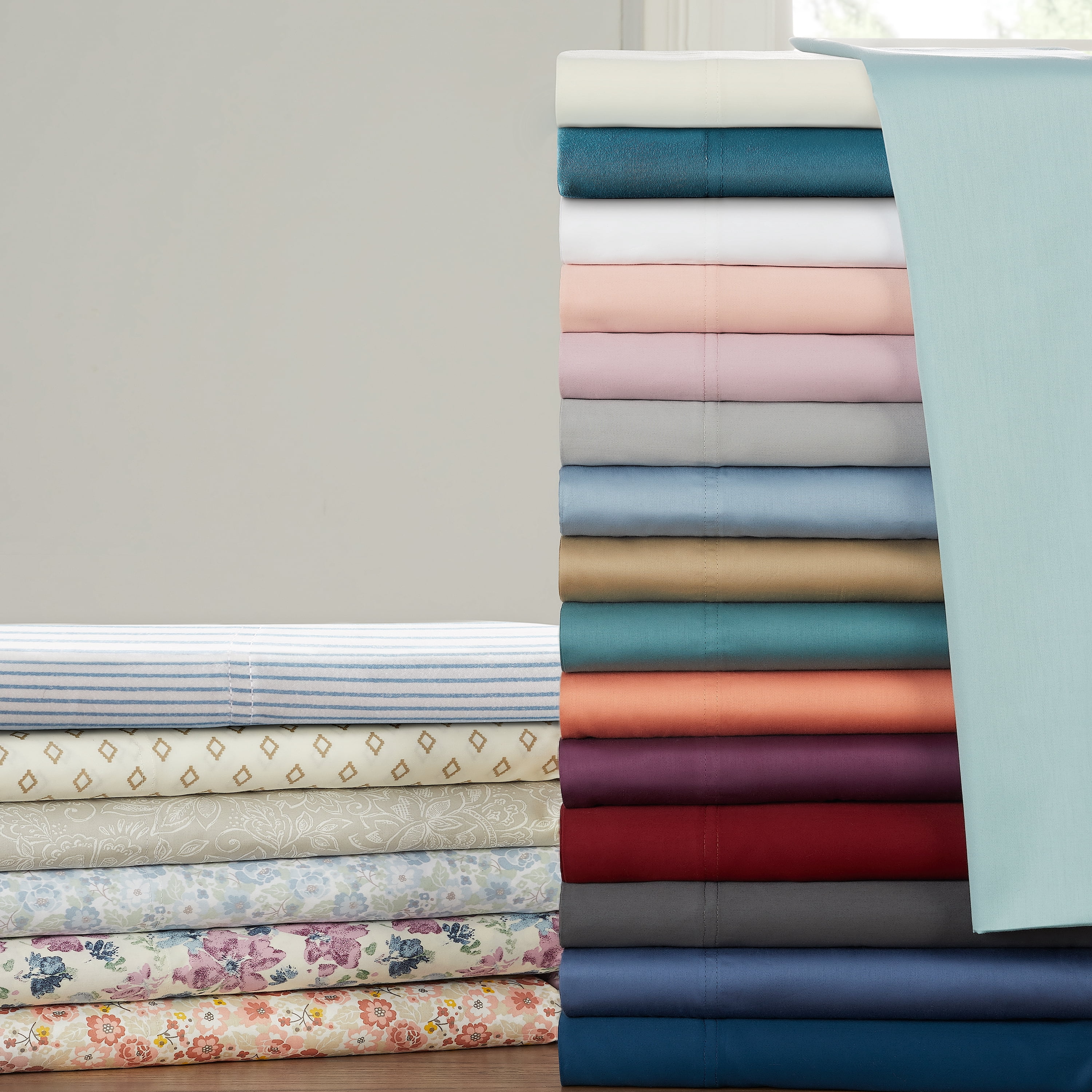 Better Homes & Gardens 300 Thread Count 100% Cotton Wrinkle Resistant Sheet Set, King Blue Pinstripe