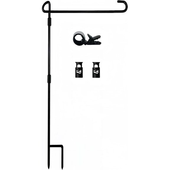 Garden Flag Pole Stand Holder, Flags for Outside with Stopper and Clip Waterproof Powder-Coated Paint Holder House,Yard