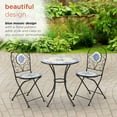 thumbnail image 2 of Alpine Corporation Blue and Beige Mosaic Bistro Set, 3-Piece, 2 of 11