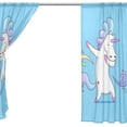 thumbnail image 4 of Coolnut Sheer Curtains Dabbing Unicorn Gauze Door and Window Voile Curtain Panels for Bedroom Living Room W55 x L84 In 2, 4 of 4