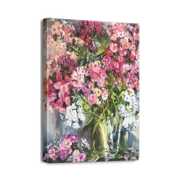 Breathtaking Pink Flowers Wall Art Abstract Bouquet in Vase 12X16inch Artwork Prints. Ideal for Teen Girl’s Bedroom or Bathroom Decor, Stunning Pink Floral Picture Poster