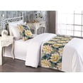 thumbnail image 2 of Floral Bed Runner Set, Blossoming Lotus Flowers Watercolor Waterlily on Green and Navy Back, Decorative Bedding Scarf & a Pillow Sham for Hotels Homes, Twin, Dried Rose Pastel Yellow, by Ambesonne, 2 of 3