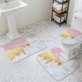 thumbnail image 3 of Abstract Watercolor Bathroom Rugs Set Pink Gold Fluid Blend Non Slip Absorbent Soft Bath Mats 3 Piece Set with Bathroom Rug, U-Shaped Floor Mat, Toilet Seat Cover Small Size, 3 of 9