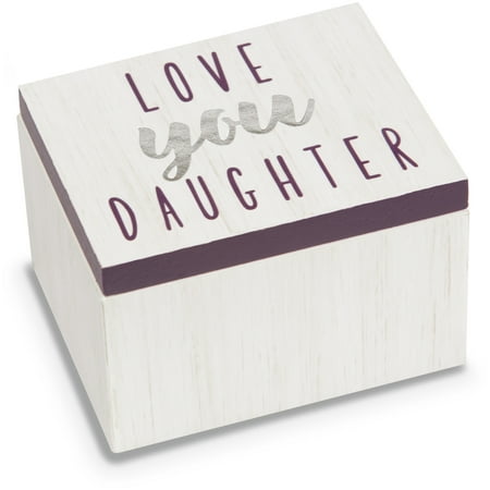 Pavilion - Love You Daughter - Purple & White Wood Patterned Mini Keepsake Jewelry Box 2.25