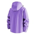 thumbnail image 7 of Sexlip Women Hooded Waterproof Windbreaker Jacket Full Zip Long Sleeve Multi Zipper Pocket Loose Fit Outdoor Hiking Lightweight Rain Coat Purple XL, 7 of 7