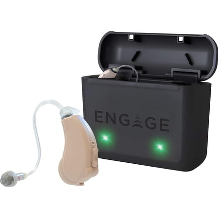 Lucid Hearing Engage Hearing Aid Pair with Rechargeable Case and Accessories - Compatible with iPhone, Lucid Hearing APP, and Bluetooth - Splashproof - Discrete - Engineered & Designed in USA (Beige)