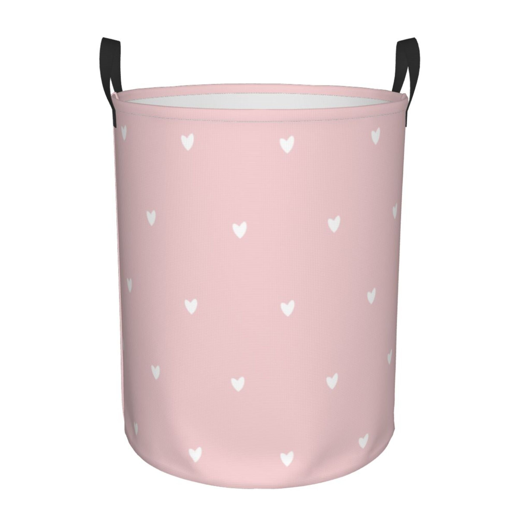 LNWH Laundry Basket, Pink Heart Pattern Foldable Laundry Hamper With