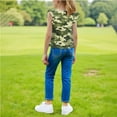 thumbnail image 2 of Juslio Girl Shirts Camouflage Ruffle Short Sleeve Kids Clothing Fashion Tops Casual 3-15Years T-Shirts, 2 of 8
