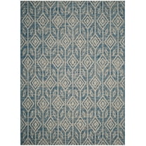 SAFAVIEH Courtyard Beckah Distressed Indoor/Outdoor Area Rug, 8' x 11', Navy/Grey