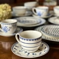 thumbnail image 3 of STP Goods Vintage Indigo Bone China Cup and Saucer Set of 4 in Gift Box 8.8 fl oz (260 ml) Kitchen Teacups Floral Tea Cups Tea Cup with Matching Saucer, Blue and White, 3 of 24